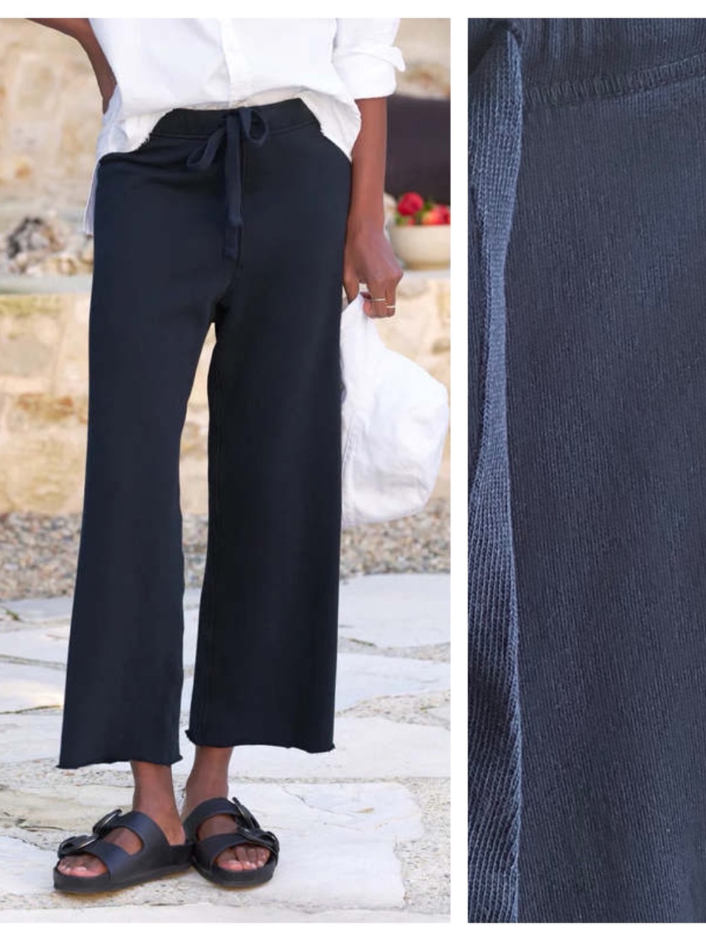 Frank & Eileen Black Catherine Favorite Sweatpants Cropped Wide Leg Small